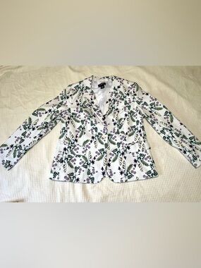 Liz Claiborne Career floral blazer cotton fully lined office business spring L